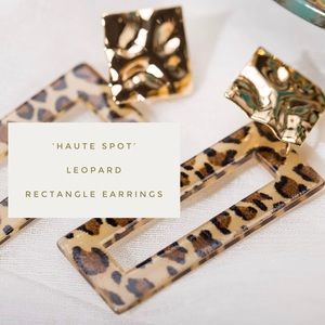 ‘Haute Spot’ Leopard Rectangle Earrings